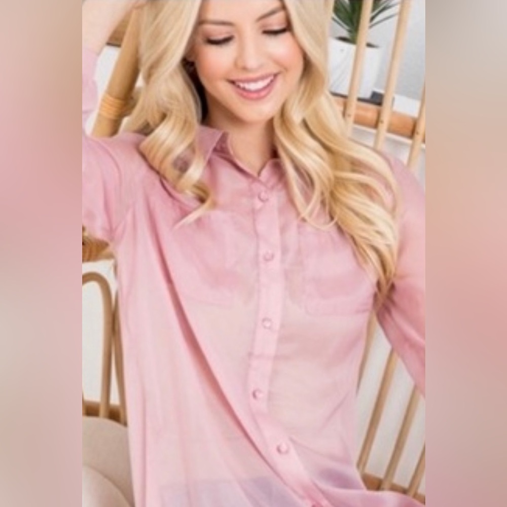 Pink button down blouse - Picture 2 of 2